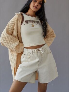 Urban Outfitters BDG Ivory Pull-On Baggy Denim Short